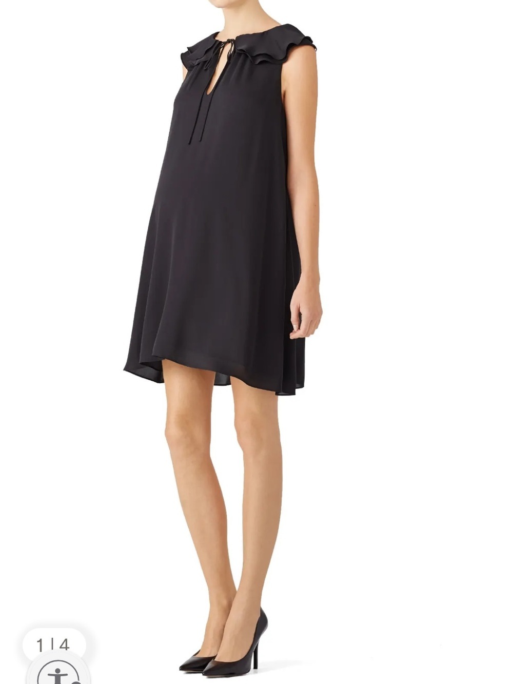 Amanda Uprichard Maternity Black Ruffle Tie-Neck Sleeveless Dress